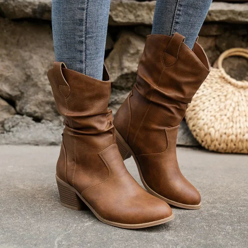 Bina | Classic Mid-Calf Western Boots