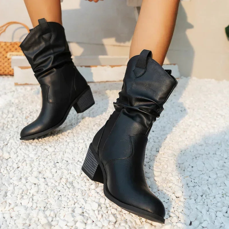 Bina | Classic Mid-Calf Western Boots